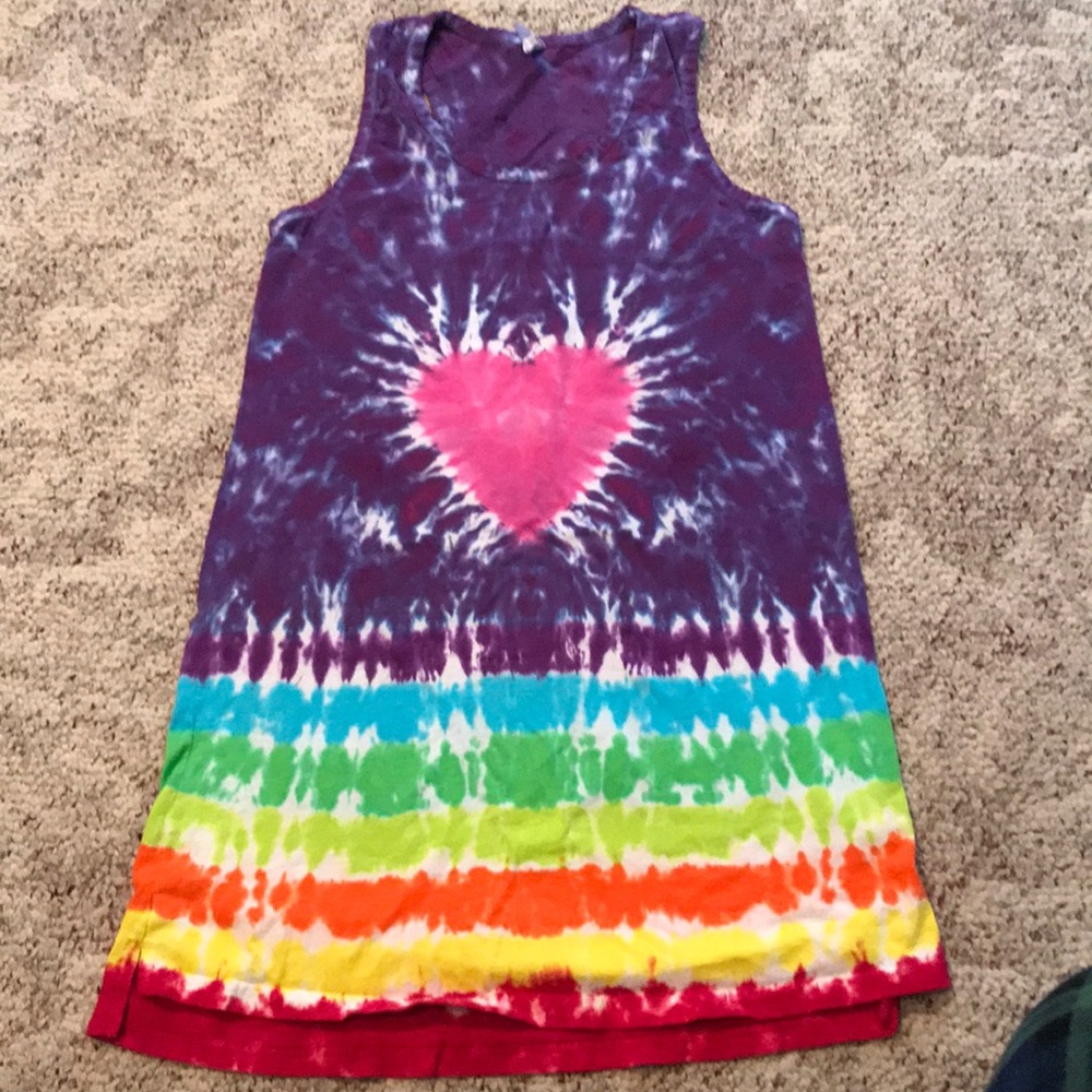 Tie dyed heart tank dress